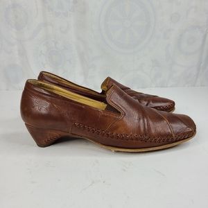 Pikolinos Gandia brown leather low-heeled loafer pumps women's 38/7.5